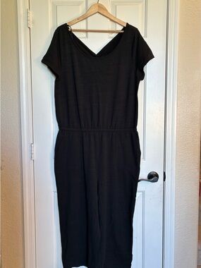 Talbots Black Short-Sleeve Jumpsuit Capris